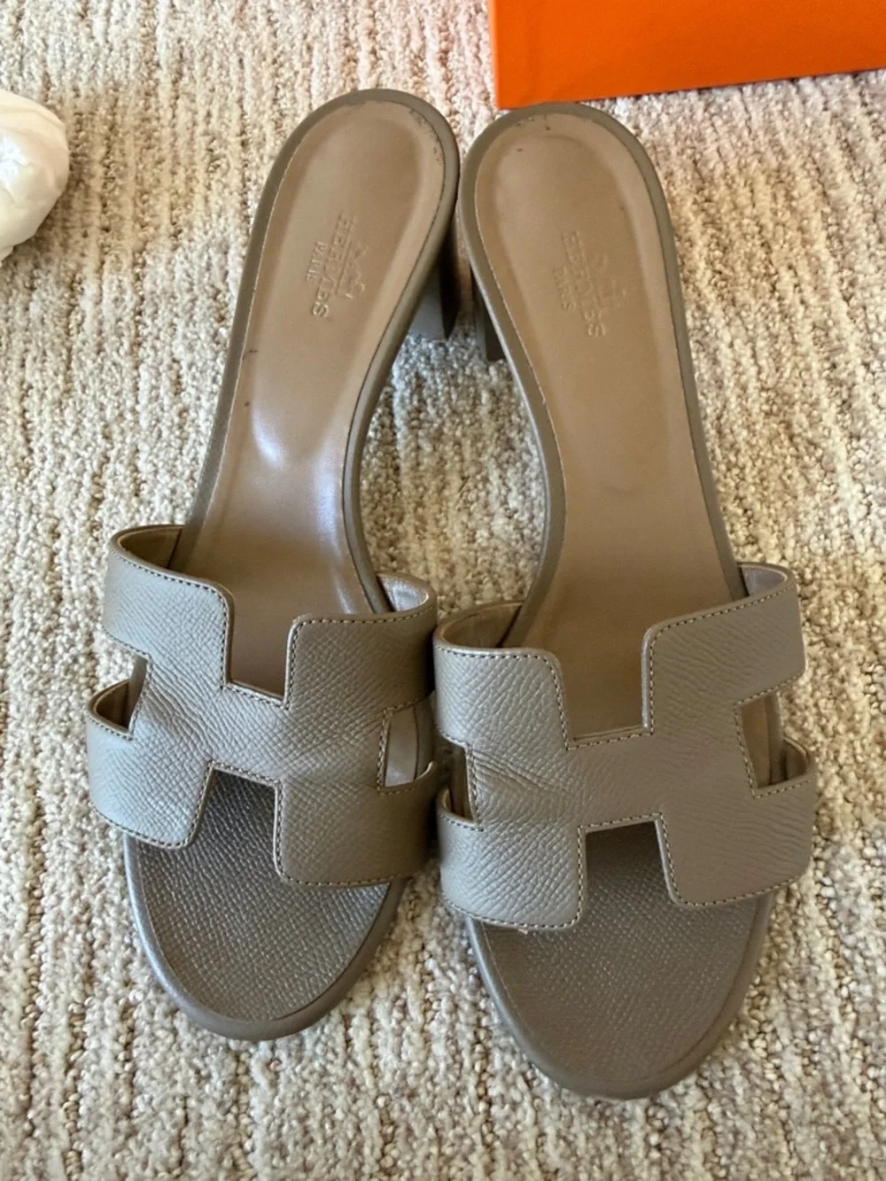 Oran Taupe Leather Slide Sandals - Picture 5 of 5